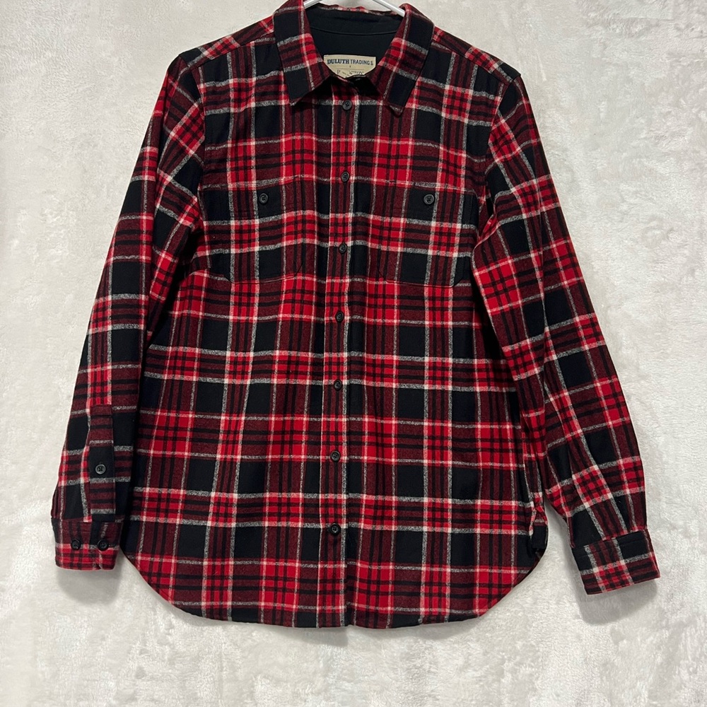 Duluth Trading X Pendleton Flannel Men M Red Black Wool Long Sleeve Lumberjack